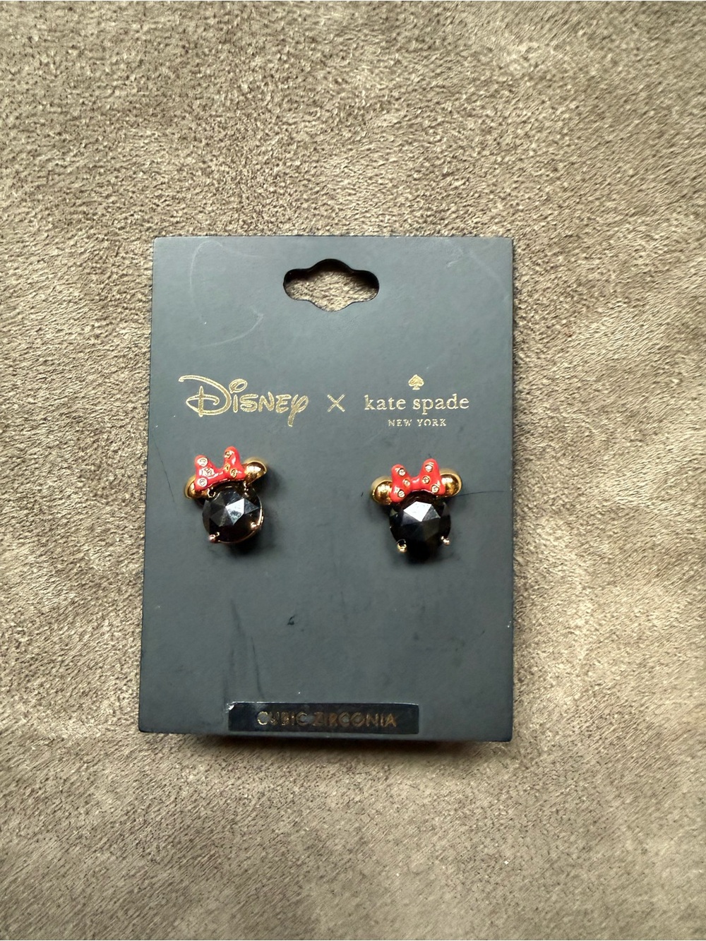 Disney Kate Spade Minnie Mouse Black and Red Bow Stud Earrings